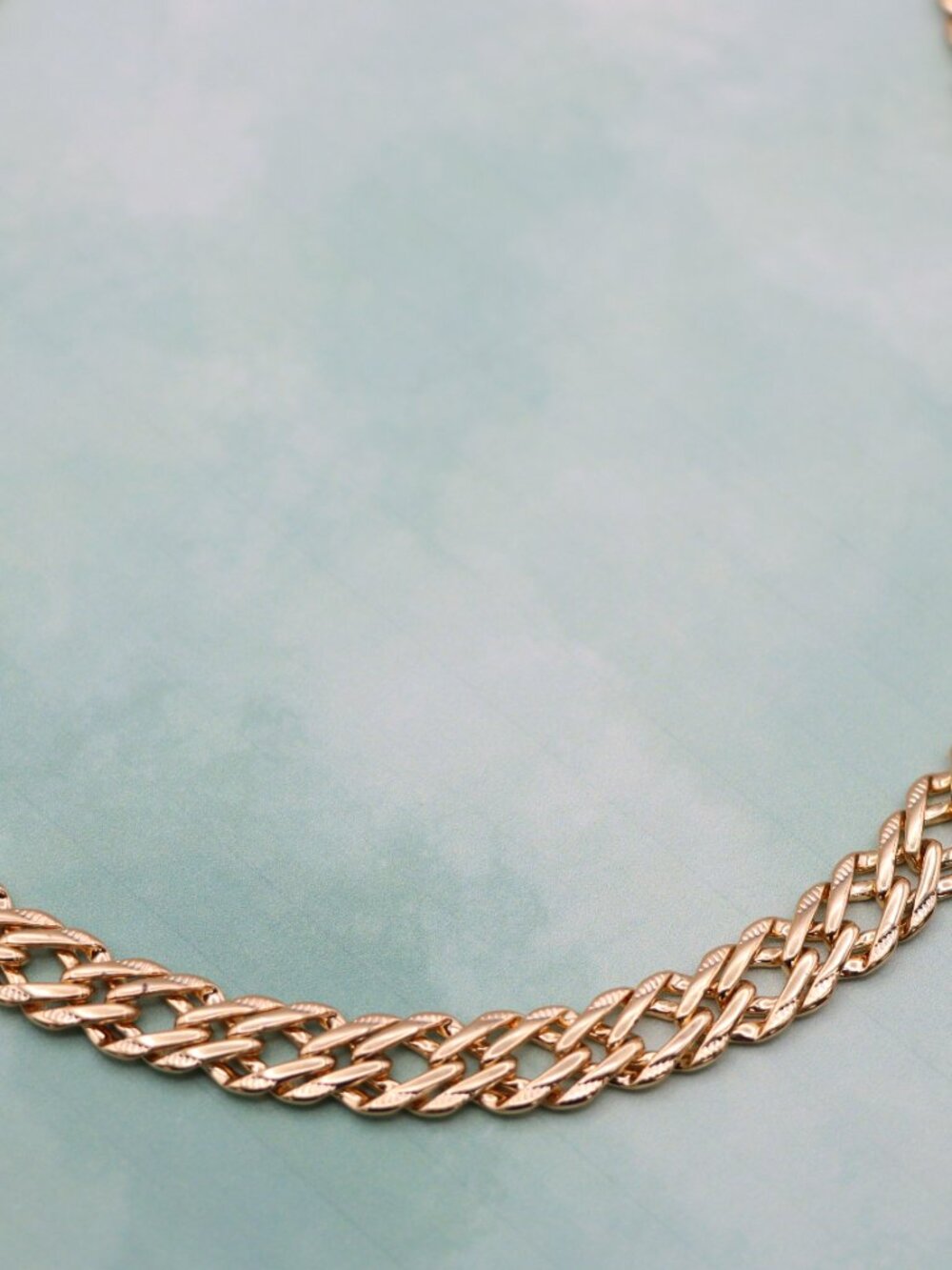 Textured Rose Gold Cuban Chain Necklace  Bold Shine, XPNL0127 - Picture 9 of 9